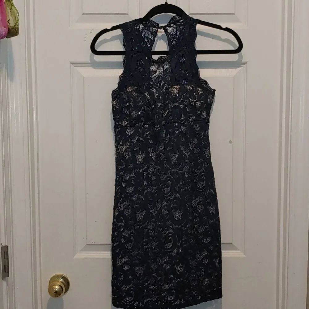 Sequin hearts navy lace dress Sz 9
